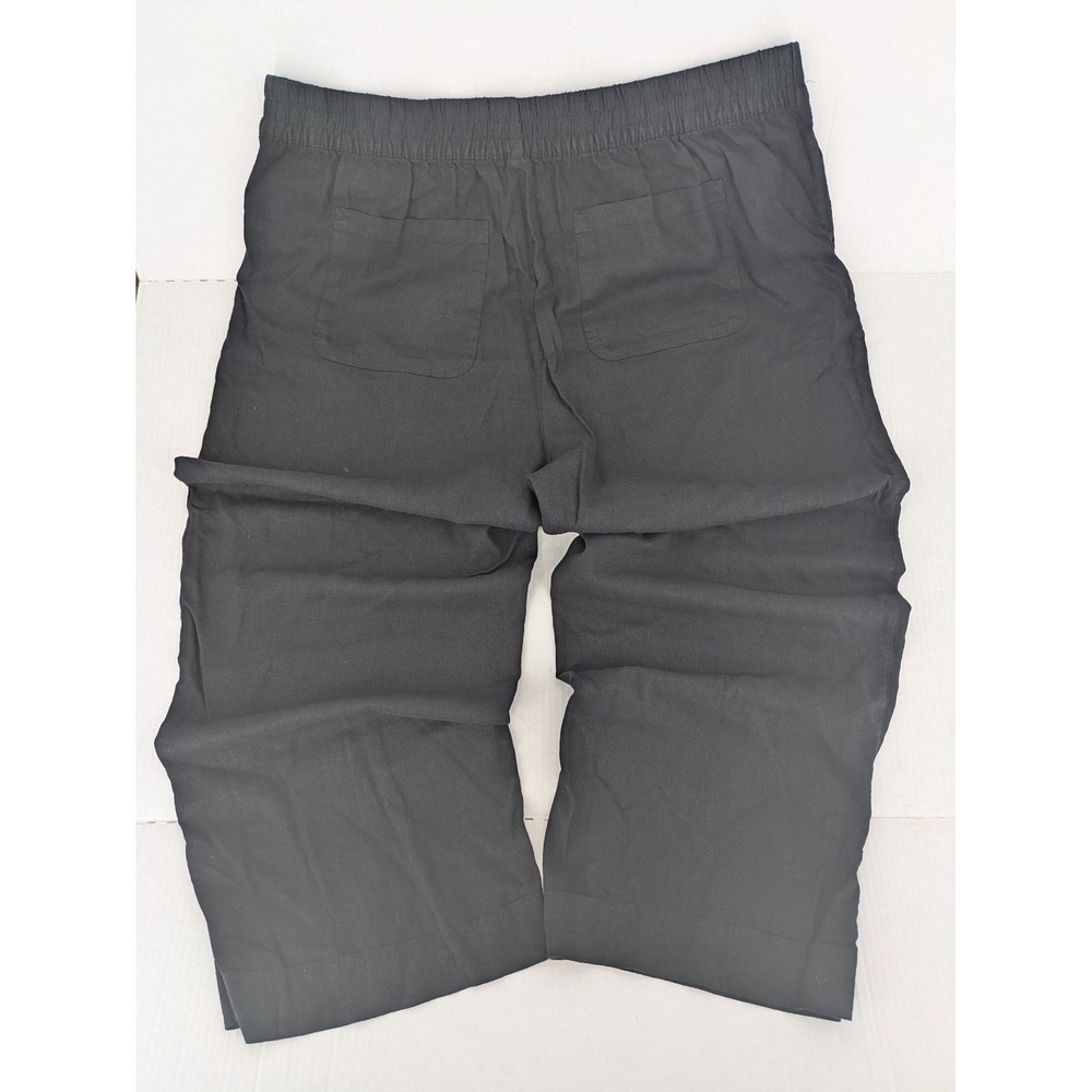 Old Navy Wide Leg Pants Womens 2X Black High-Rise Linen Blend Comfort Waistband